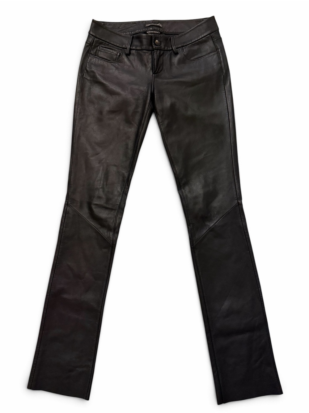 Paige Black Label Hyde Park Skinny Leather Pants Sz 2 Slim Straight Fit